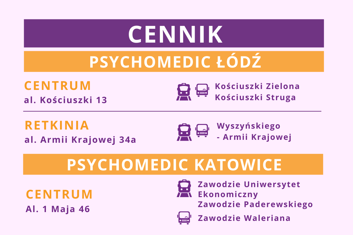 Cennik PsychoMedic Łódź Katowice